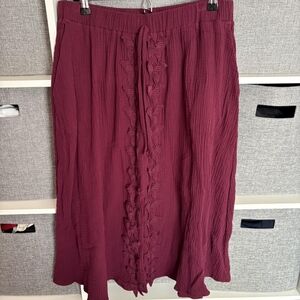 Disturbia Deep Berry Ruffle-Front Maxi Skirt